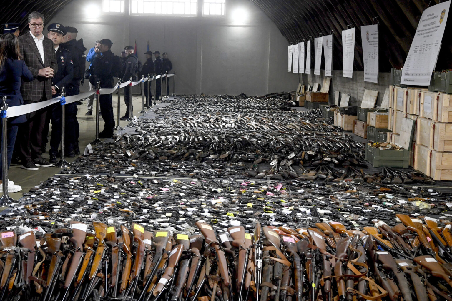 Serbian Government Displays Firearms Turned in During Post Mass Shooting Amnesty