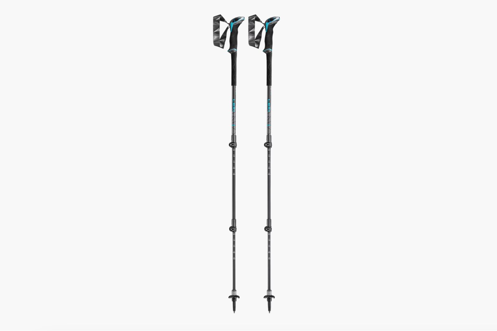 Pair of black and blue trekking poles
