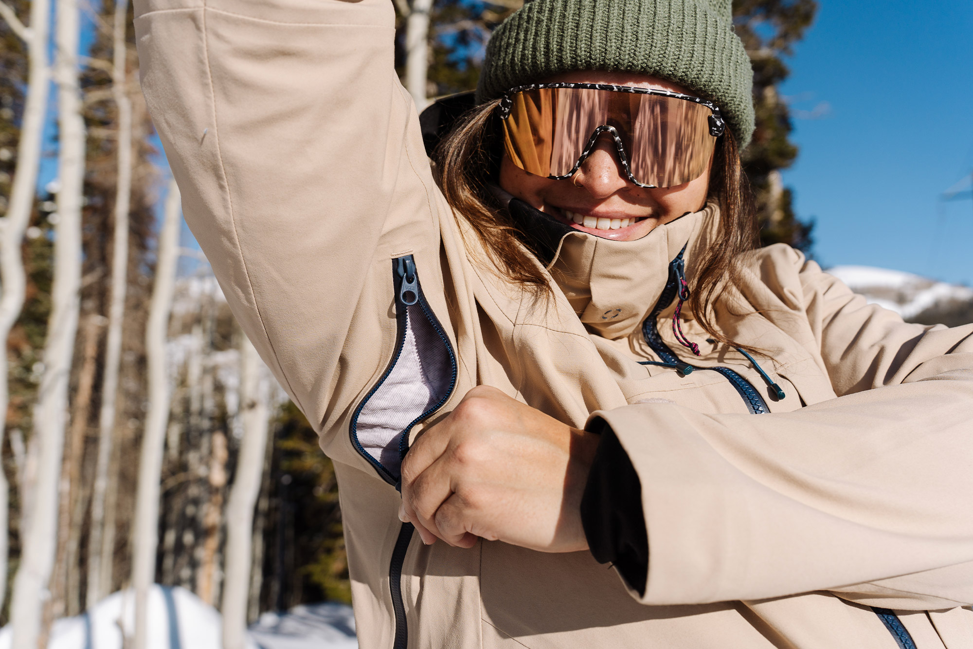 Person opening the underarm vent on the Trew Gear Women’s Stella Jacket PRIMO-Plus