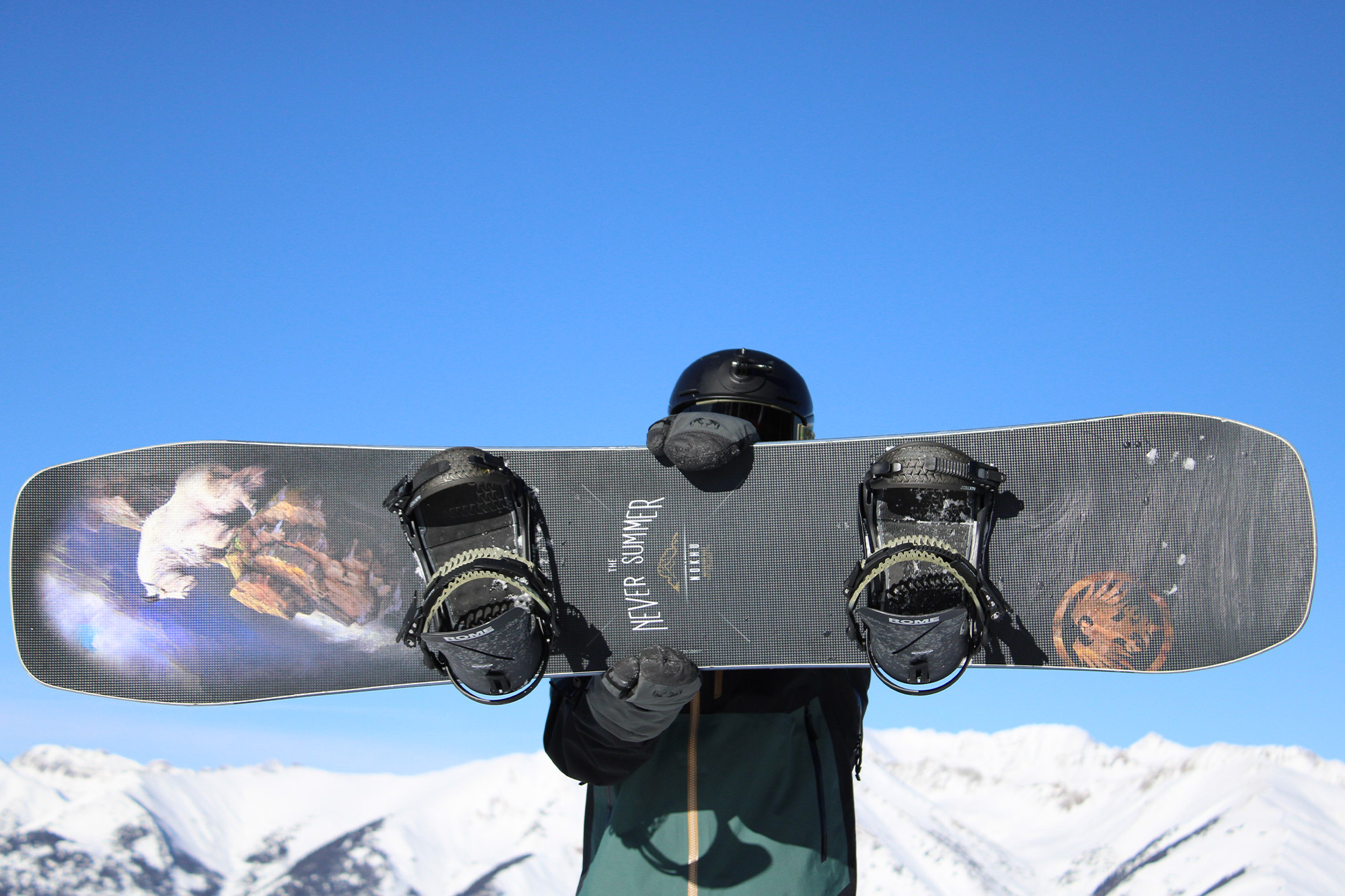 Full Base View of Never Summer Nohku with Rider Holding It Up