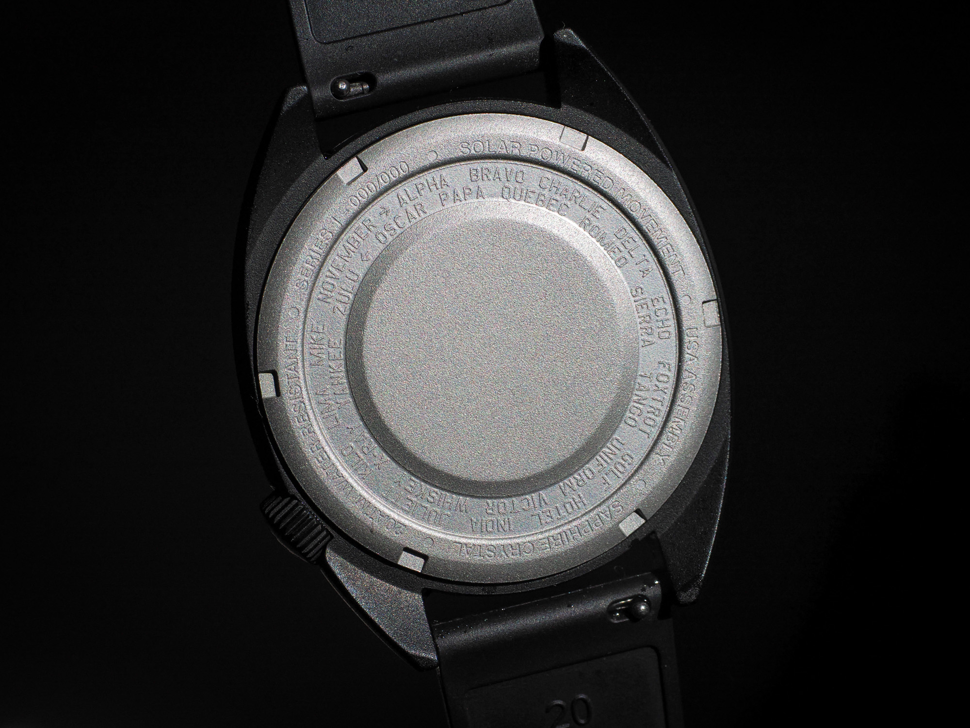 phonetic alphabet on C4 caseback