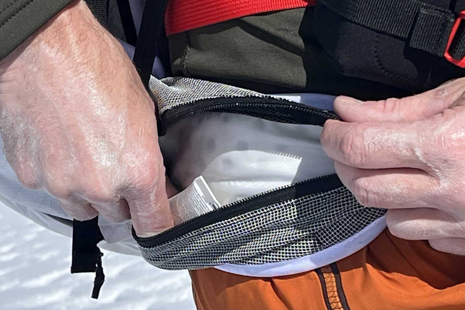 The pockets on the Raide Research LF 30L hip belt are clutch. The right side zips the contents safely; (photo/Steve Graepel)