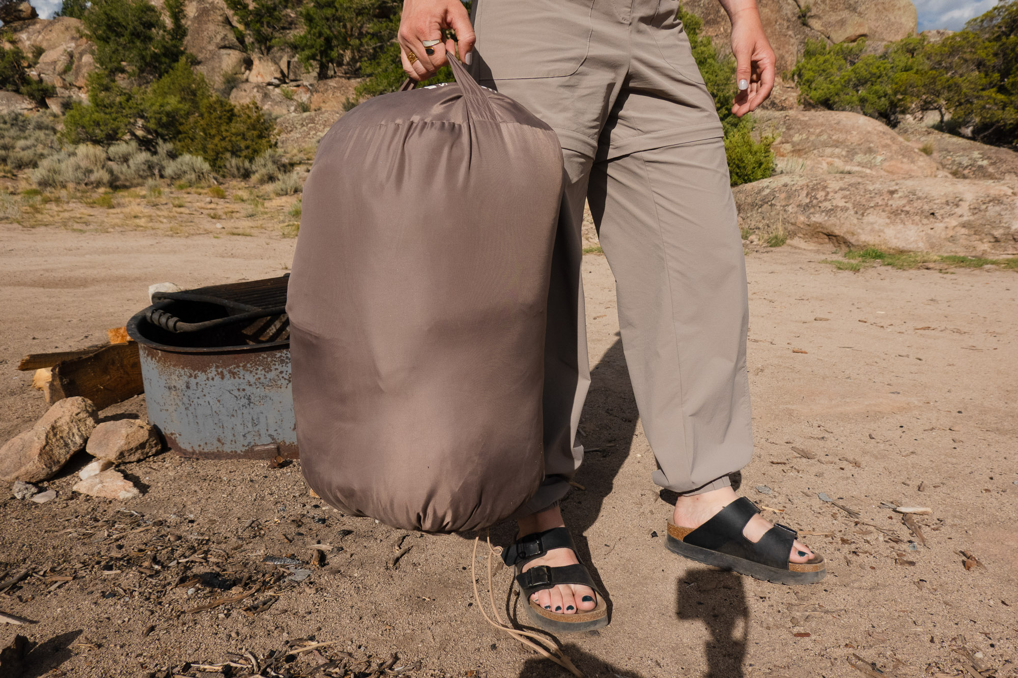 the author holds the siesta bag in it's packed bag, which is fairly large