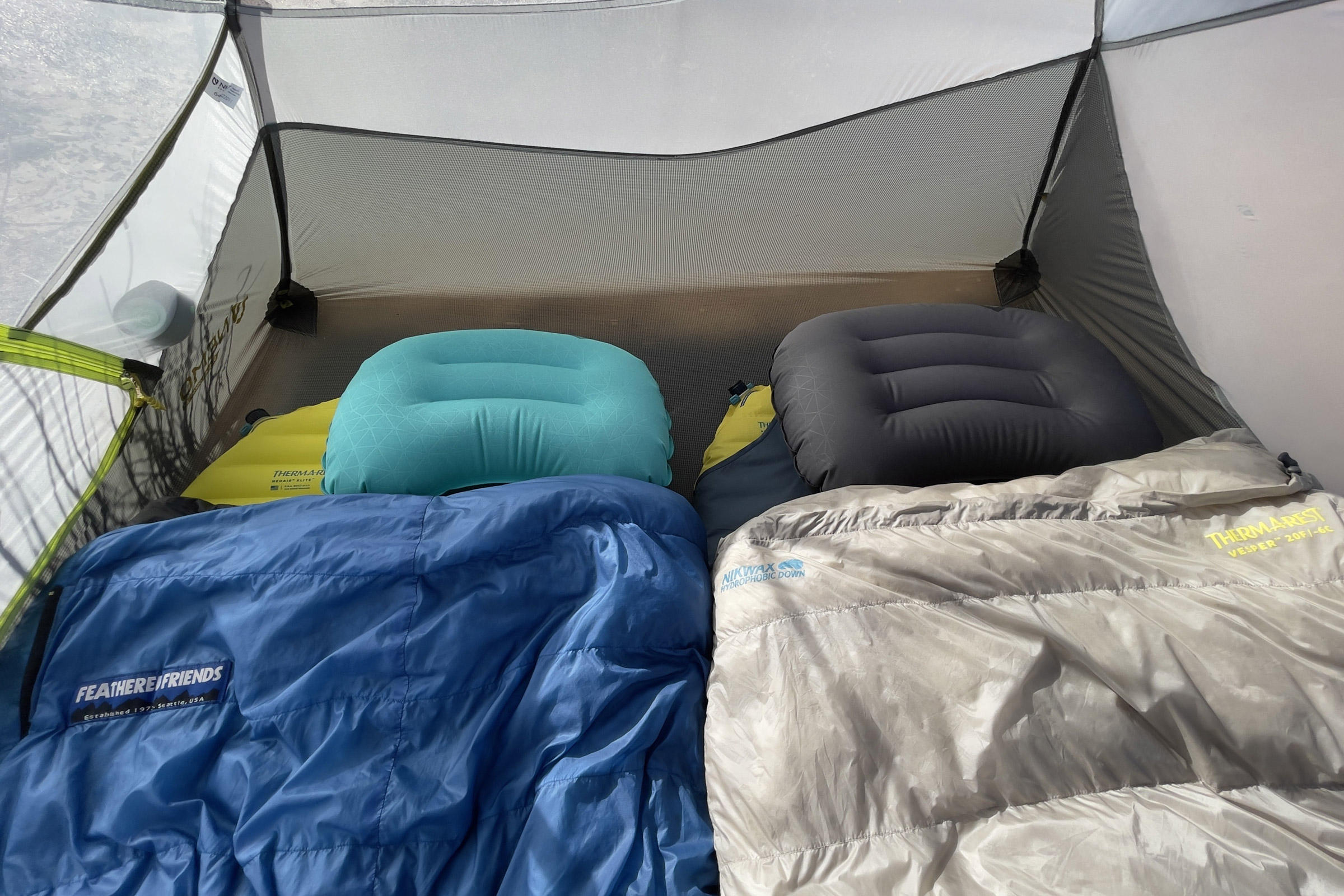 Sea to Summit Aeros Ultralight Pillows, size Regular on the left, size Large on the right