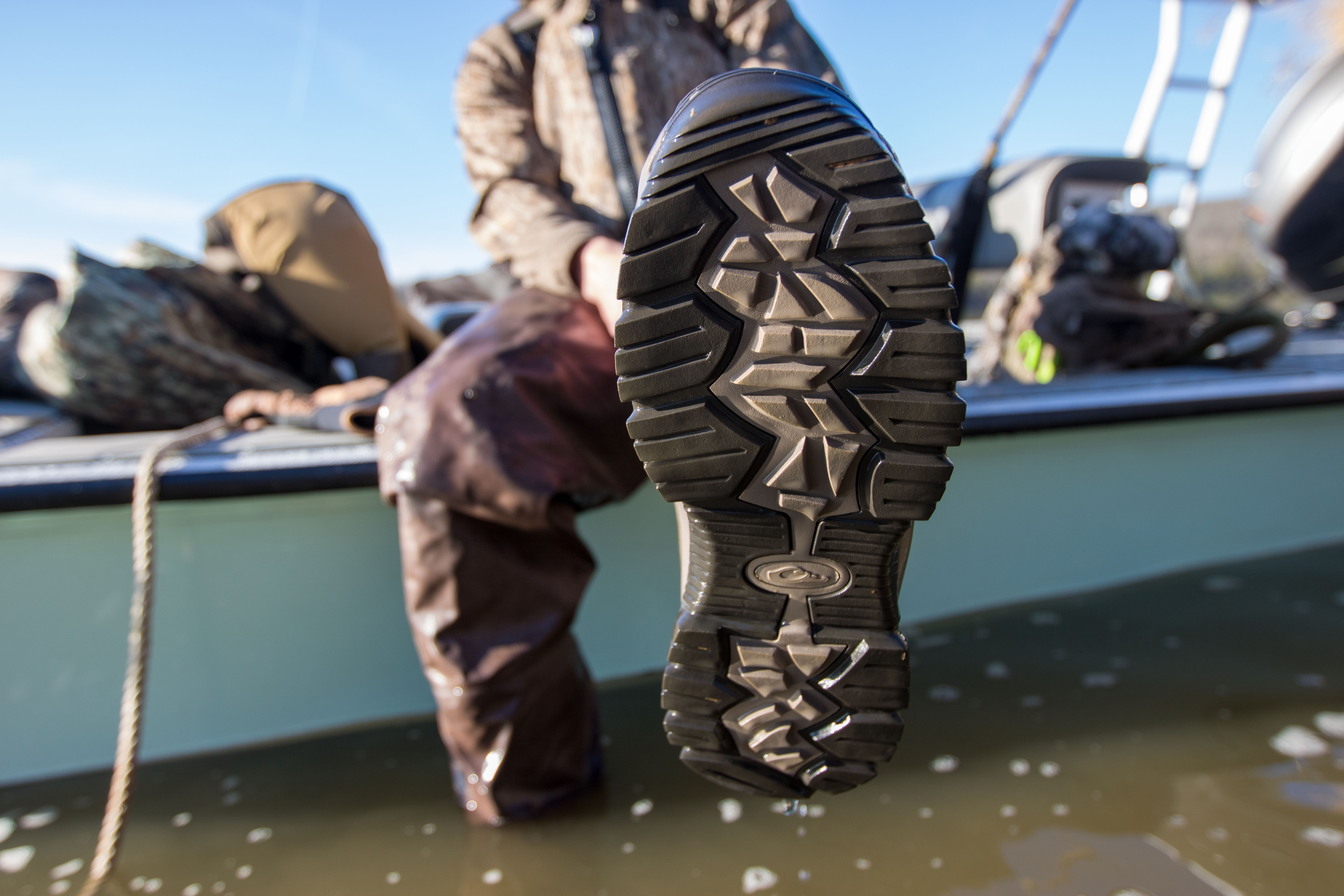 Tread on the bottom of rubber boots.