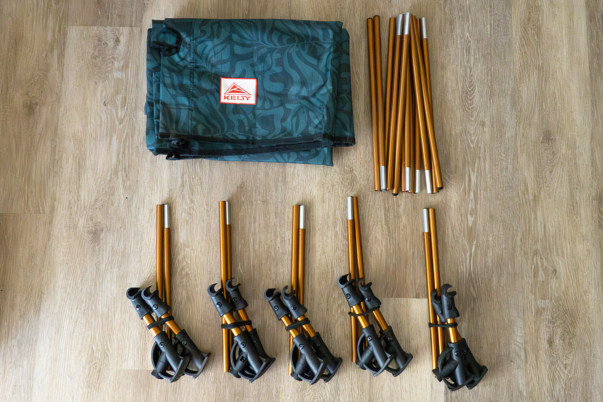 the lowdown cot pieces laid out on a floor