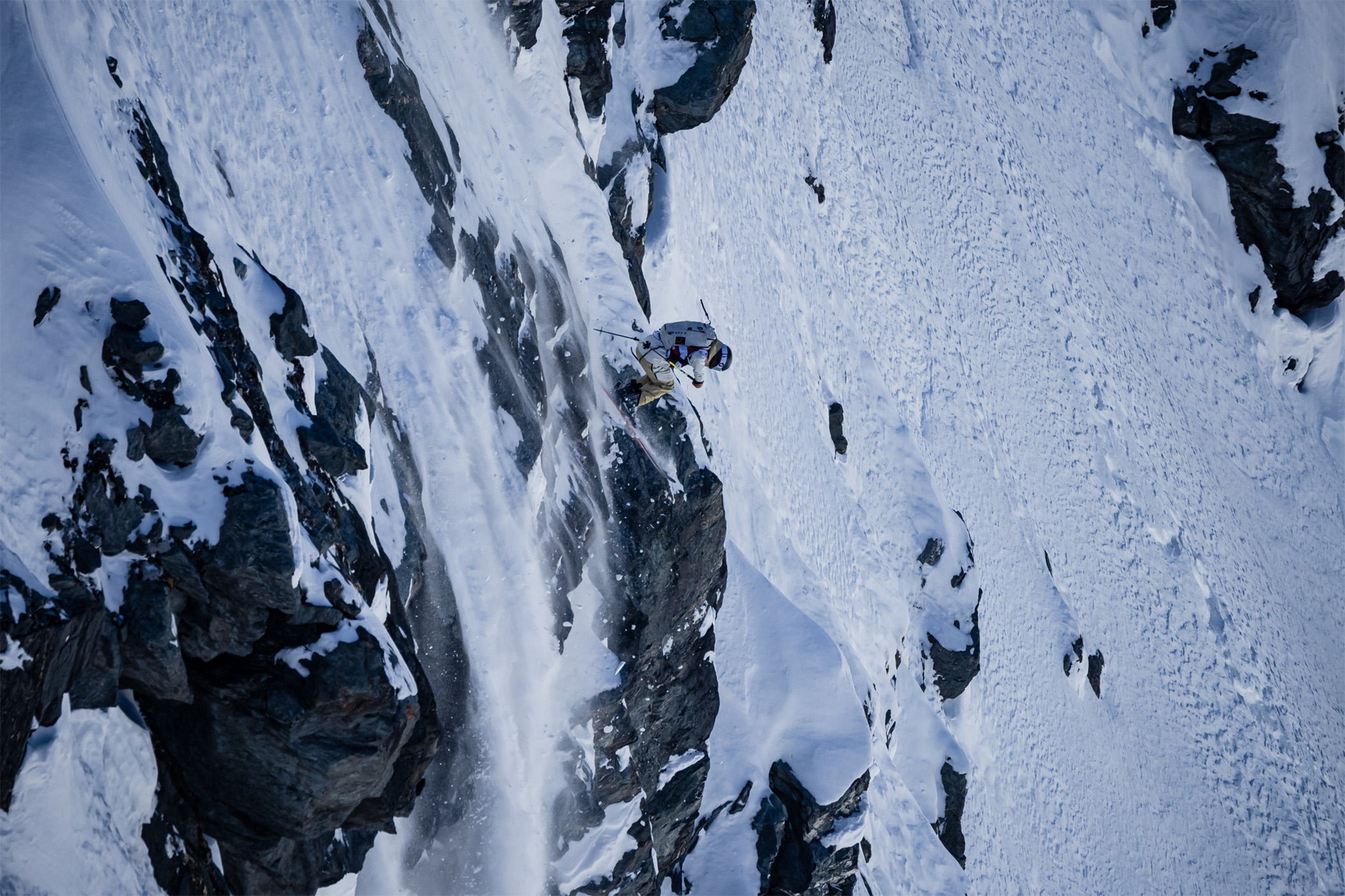 Molly Armanino drops a steep cliff during the competition