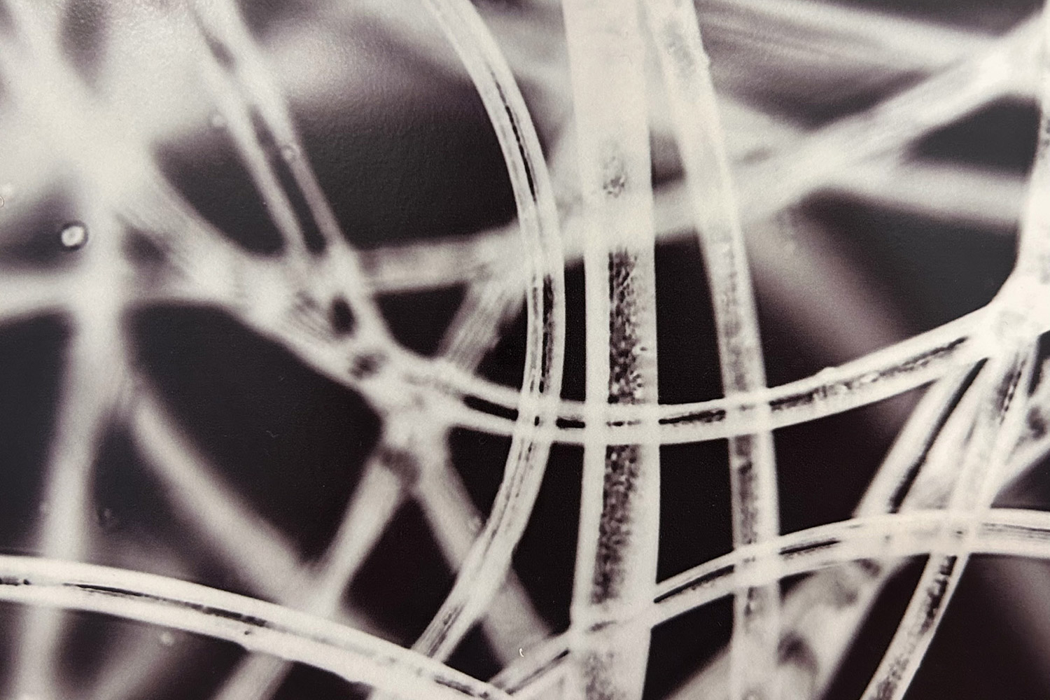 Extreme close-up view of intertwined PrimaLoft synthetic insulation fibers