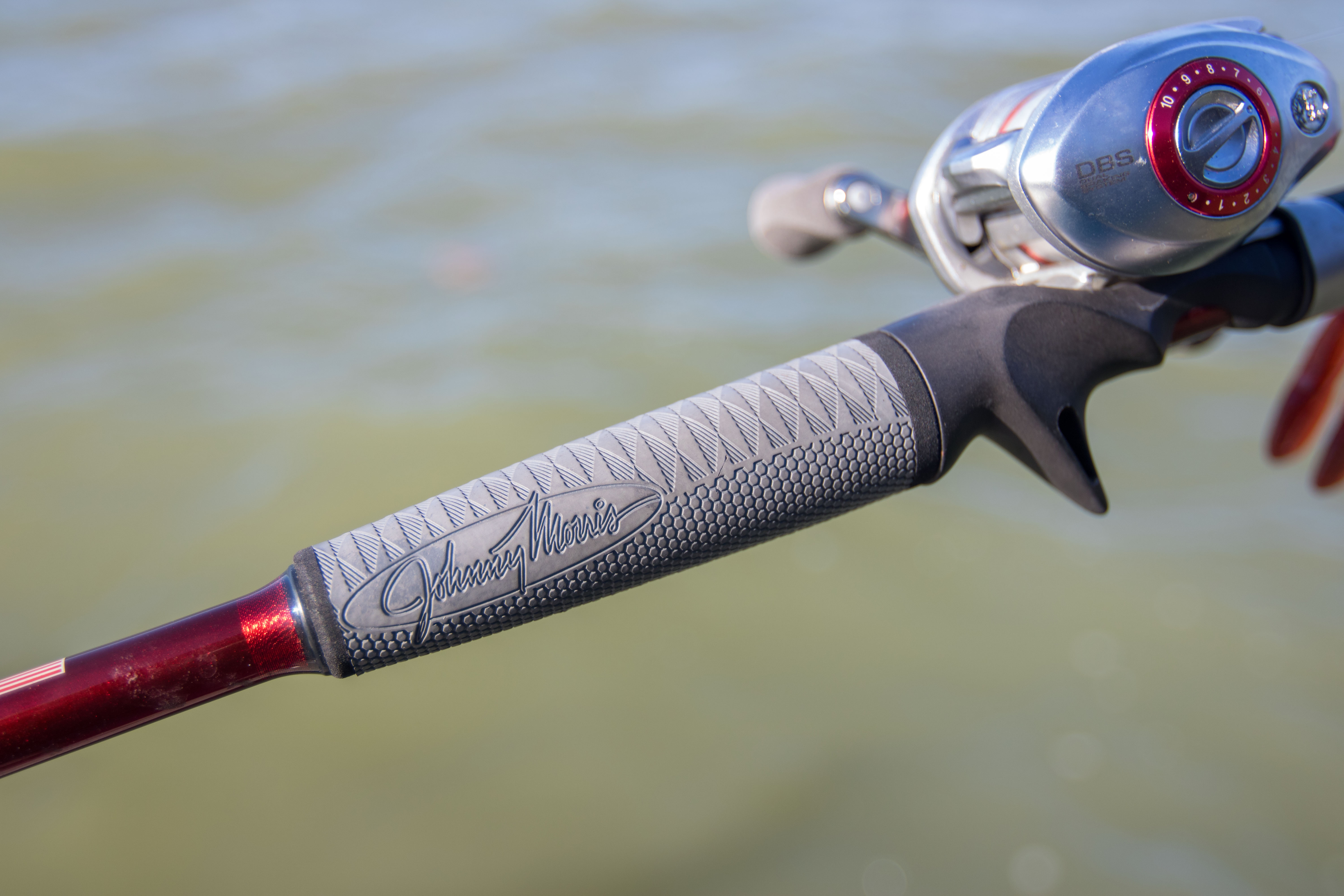The Winn Grip textured handle on the Bass Pro Platinum Signature Rod.