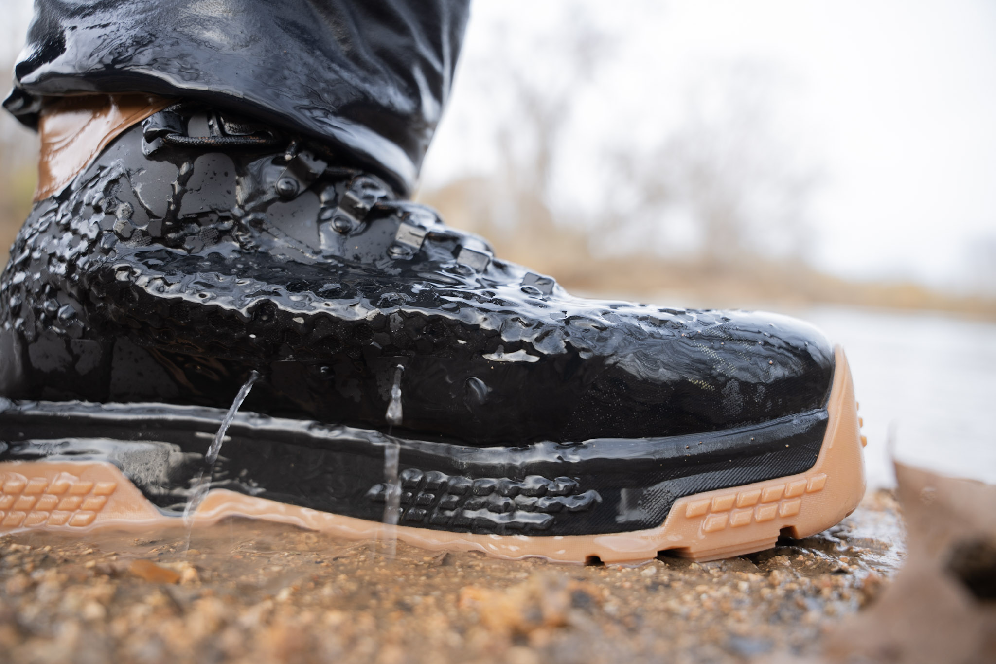 Water coming out of the drain ports on a boot.