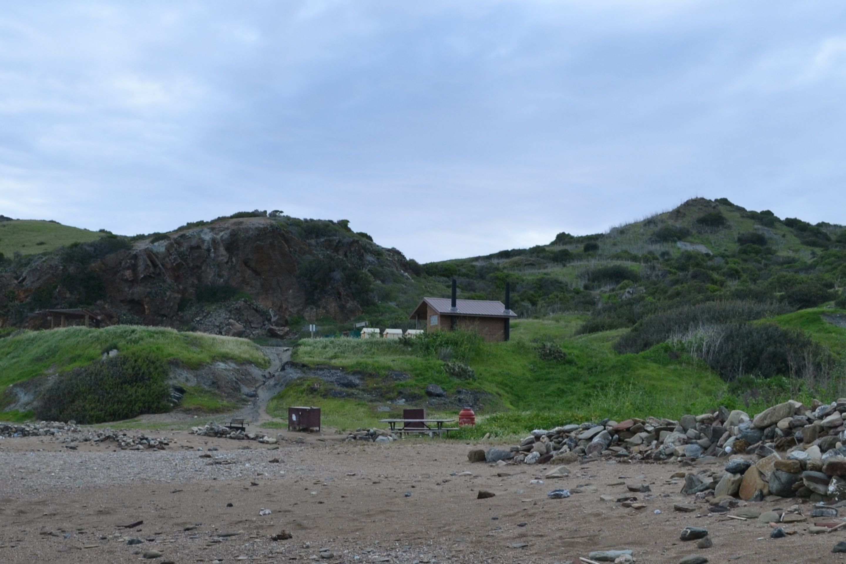 campsite with trail bathroom