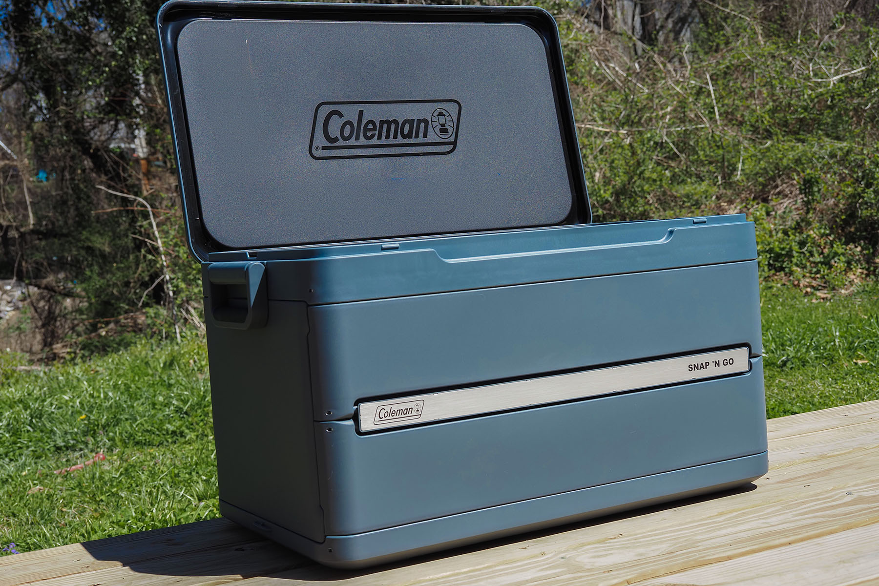 coleman snap n go cooler lid open