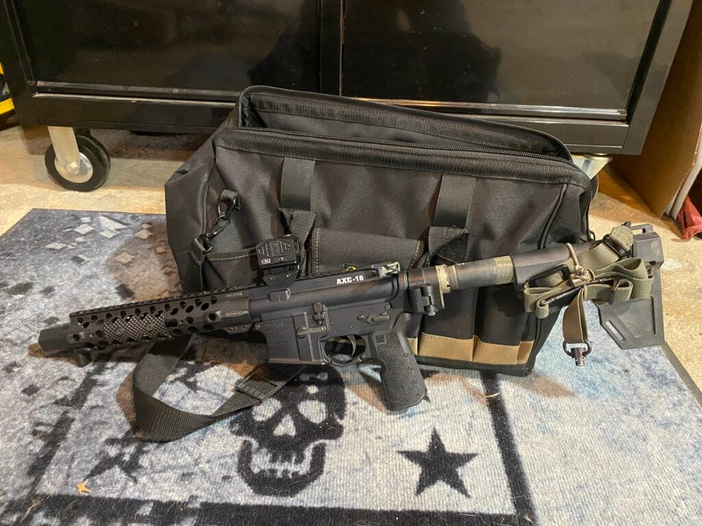 AR-15 pistol fits inside the tool bag