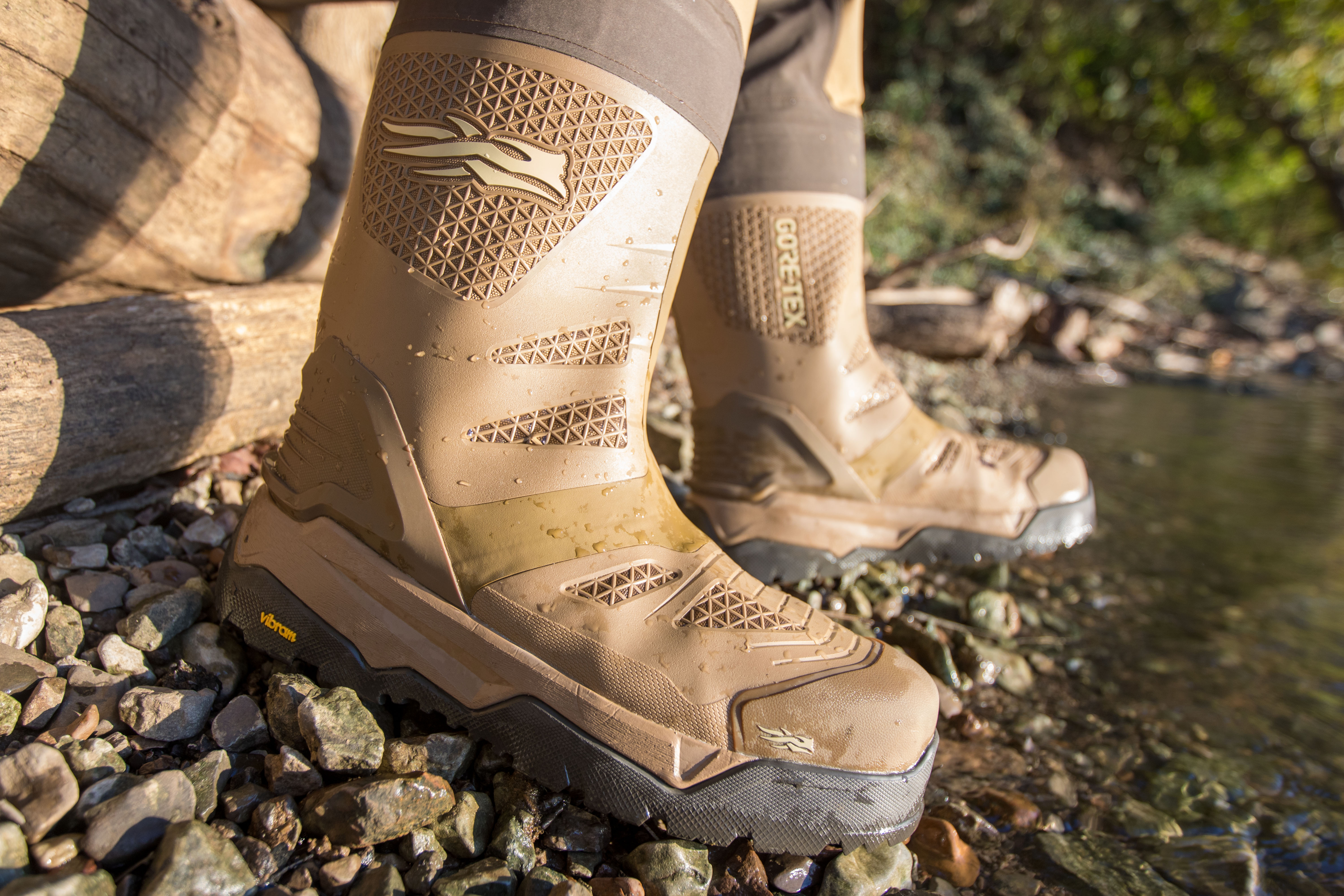 Th boots on the Sitka VentLite waders