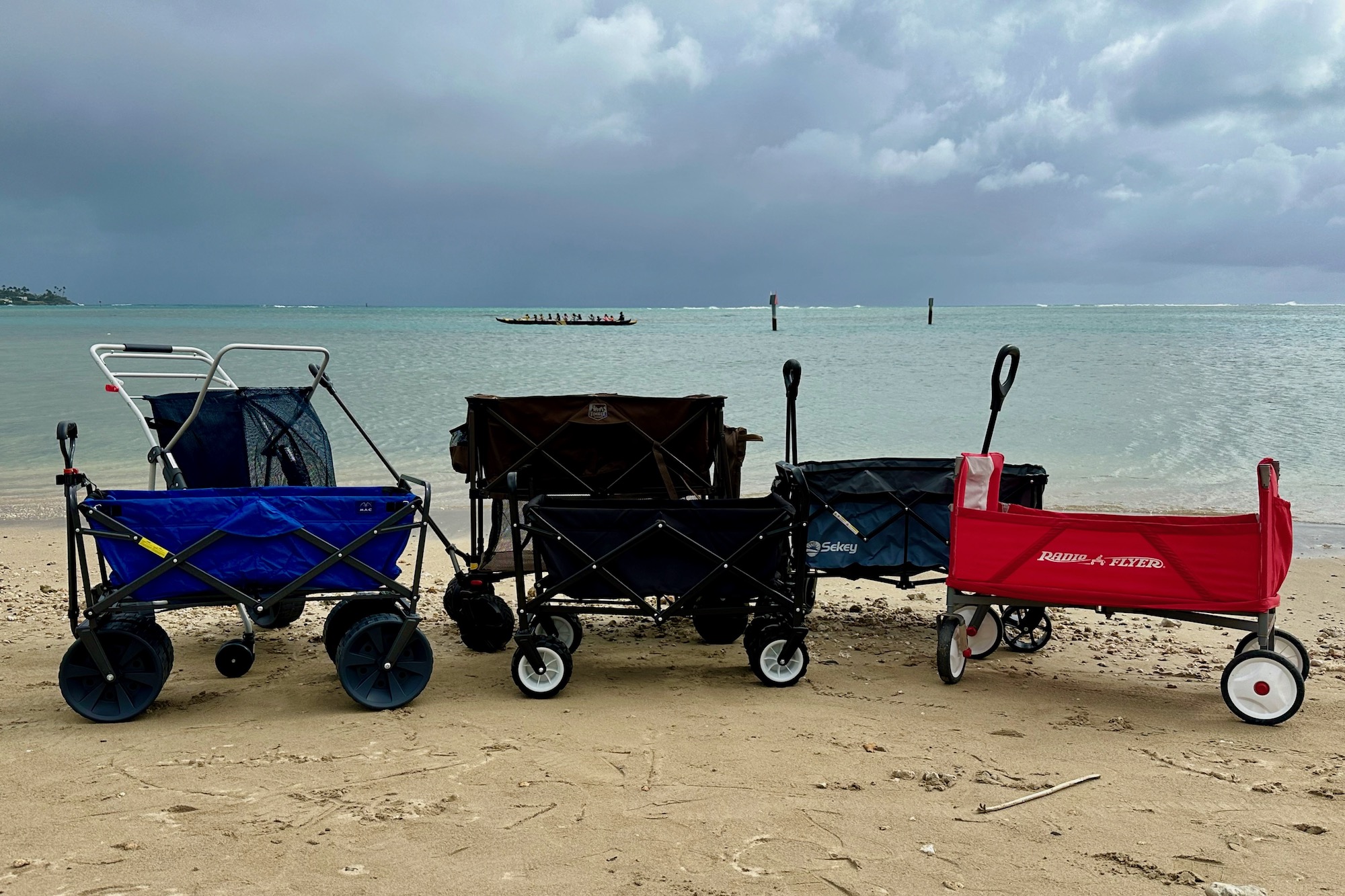 6 of the beach wagons we tested on the beach in Hawaii