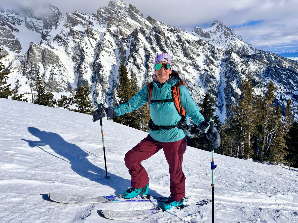 senior editor chris kassar tests a black diamond windbreaker on a ski tour in colorado