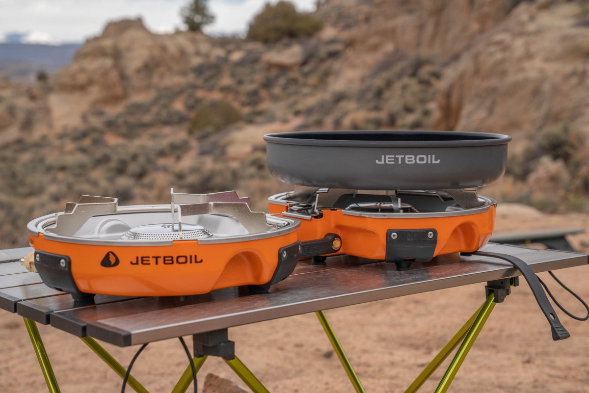 the Jetboil Genesis Camp Stove system being tested in colorado