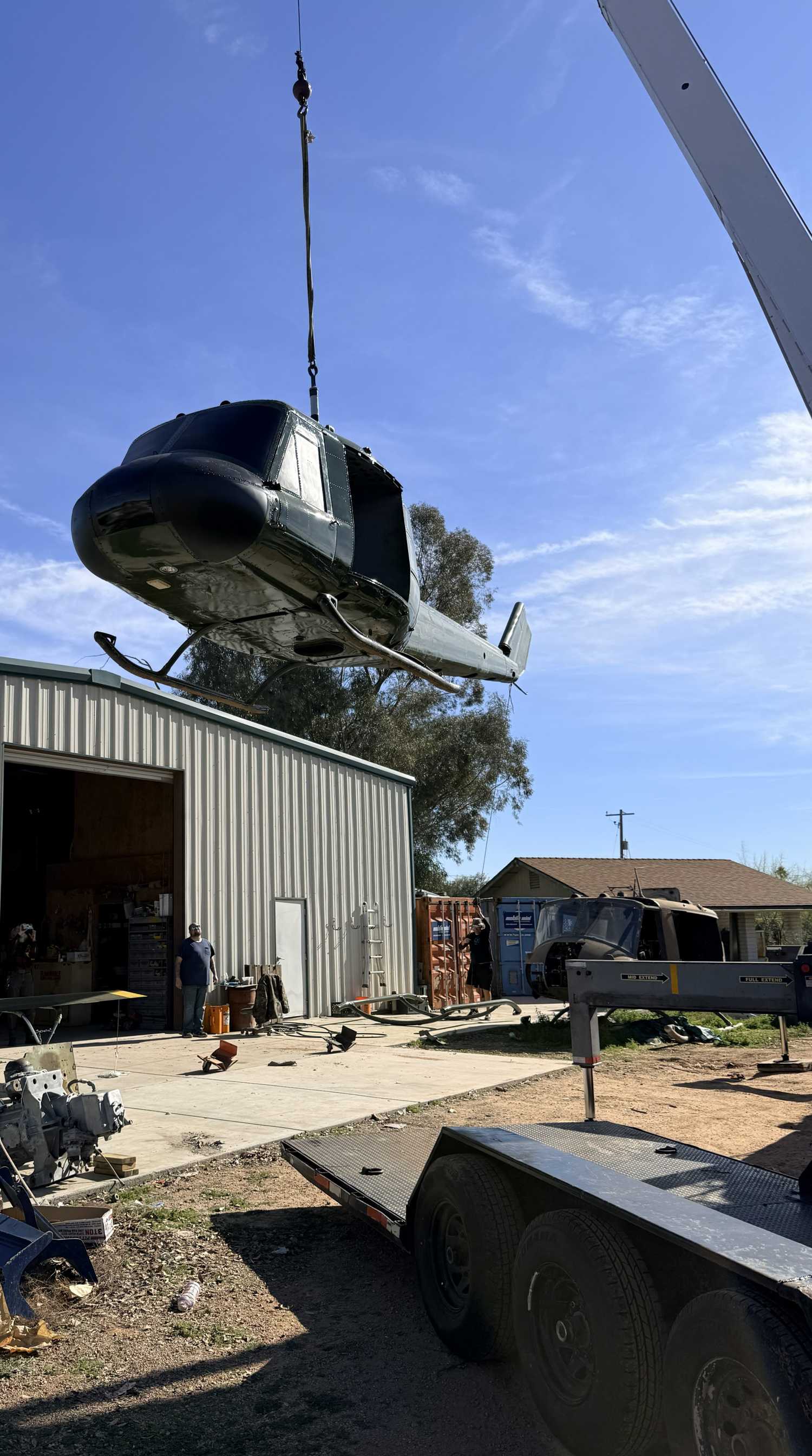 Carolina Museum of the Marine-Huey Helicopter lifted into museum. CREDIT MuseumofTheMarine.org 