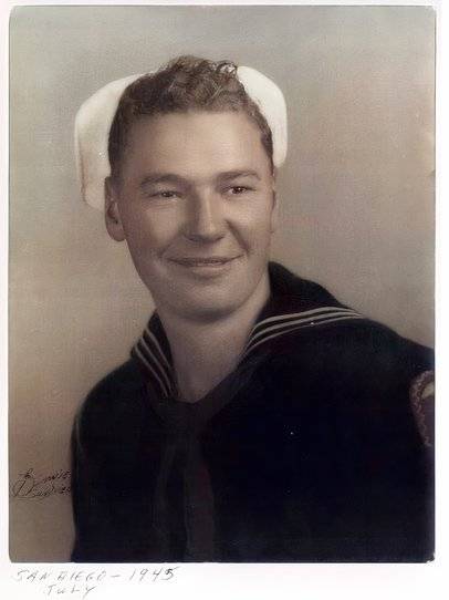 Navy Veteran Merle Ritter in uniform during the 1940's (Elaine Damewood). 
