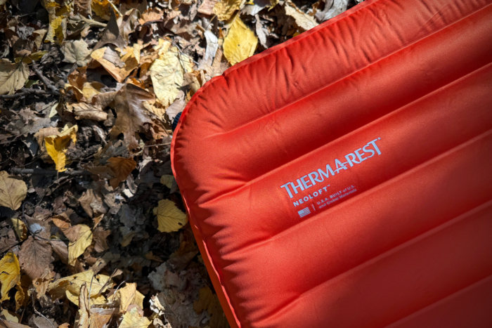 therm-a-rest neoloft sleeping pad on forest floor while testing in connecticut