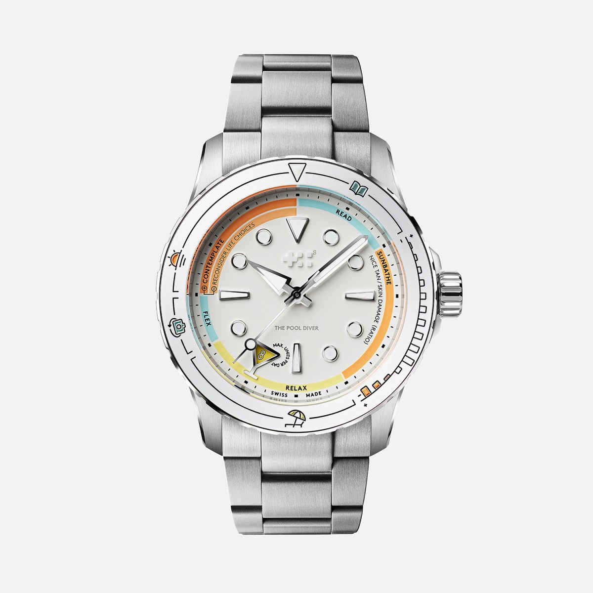 Christopher Ward Pool Diver dial with steel bracelet