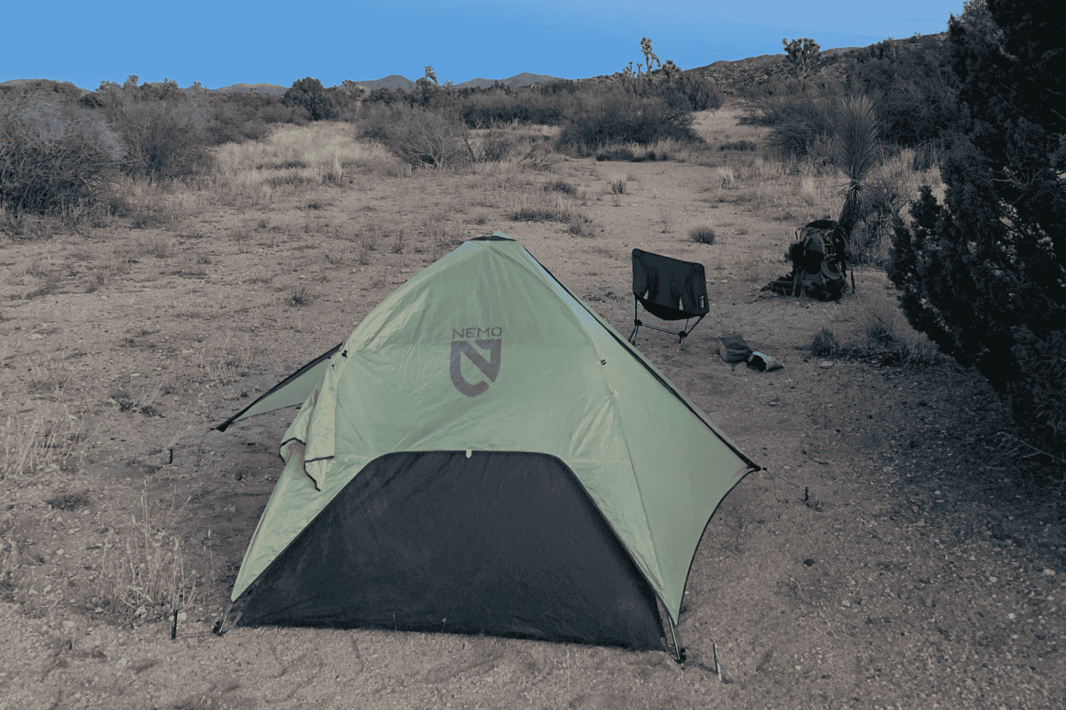 tent set up in wash