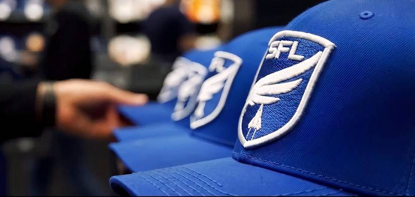 SFL merchandise on display ahead of OTS-2 LIVE stream event on July 25 from Las Vegas (SFL).