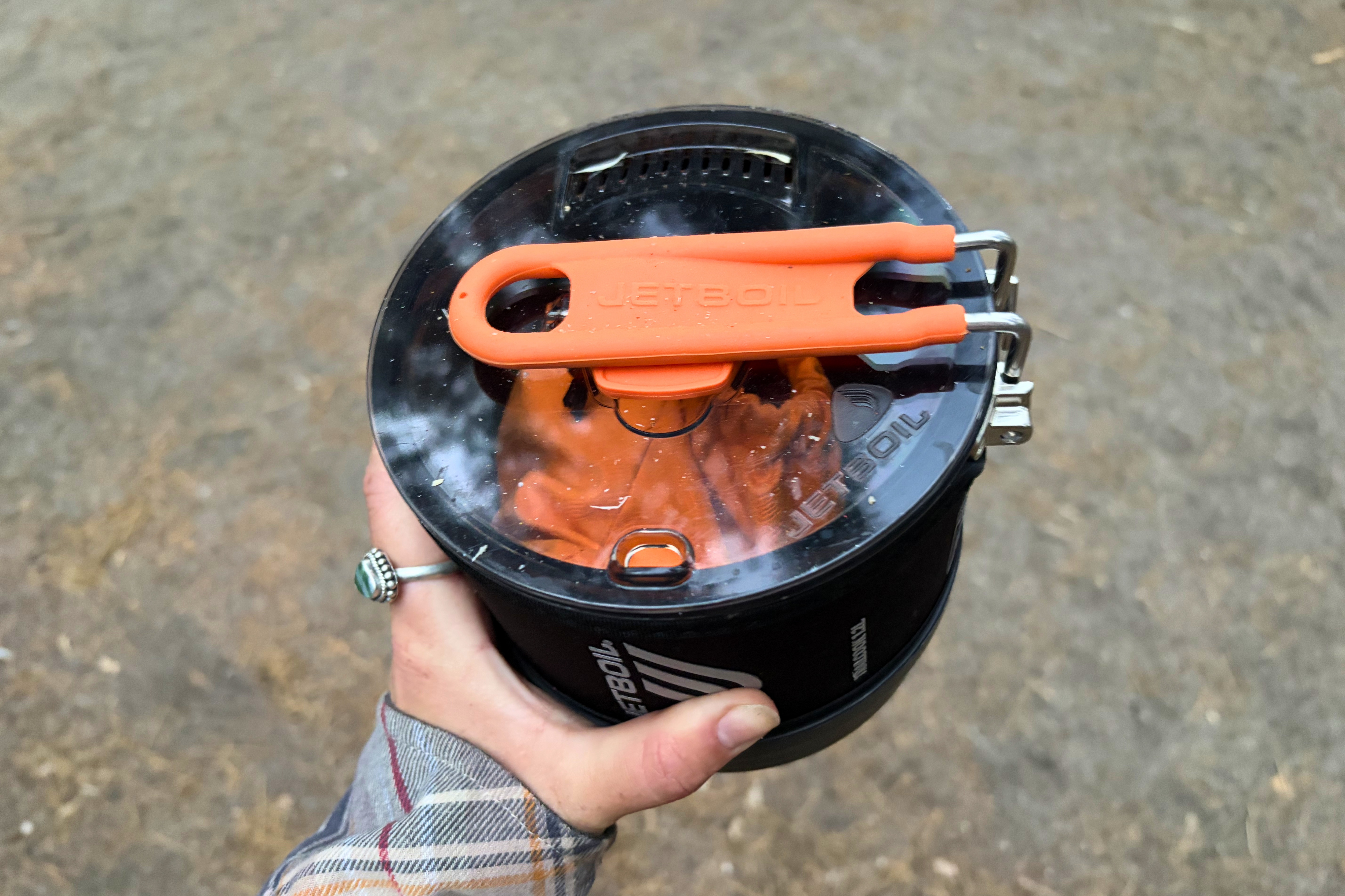 Holding a packed jet boil