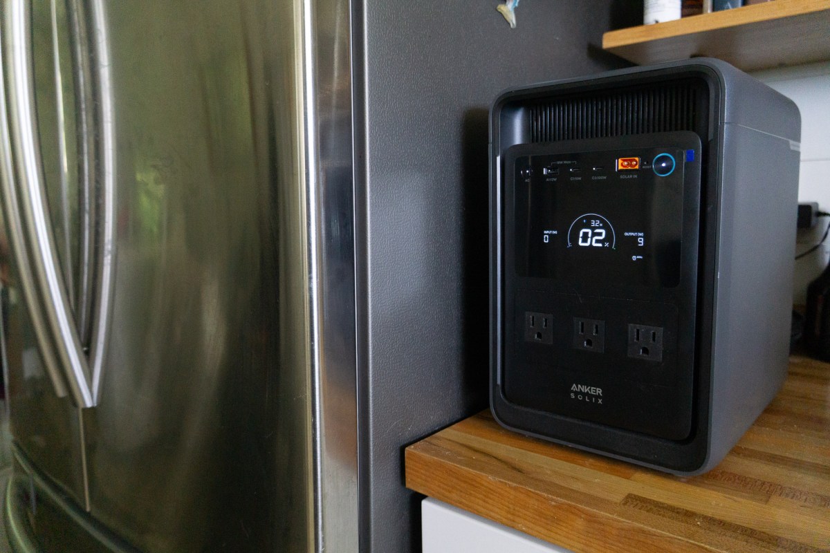 anker solix s2000 on kitchen countertop during gearjunkie fridge backup test
