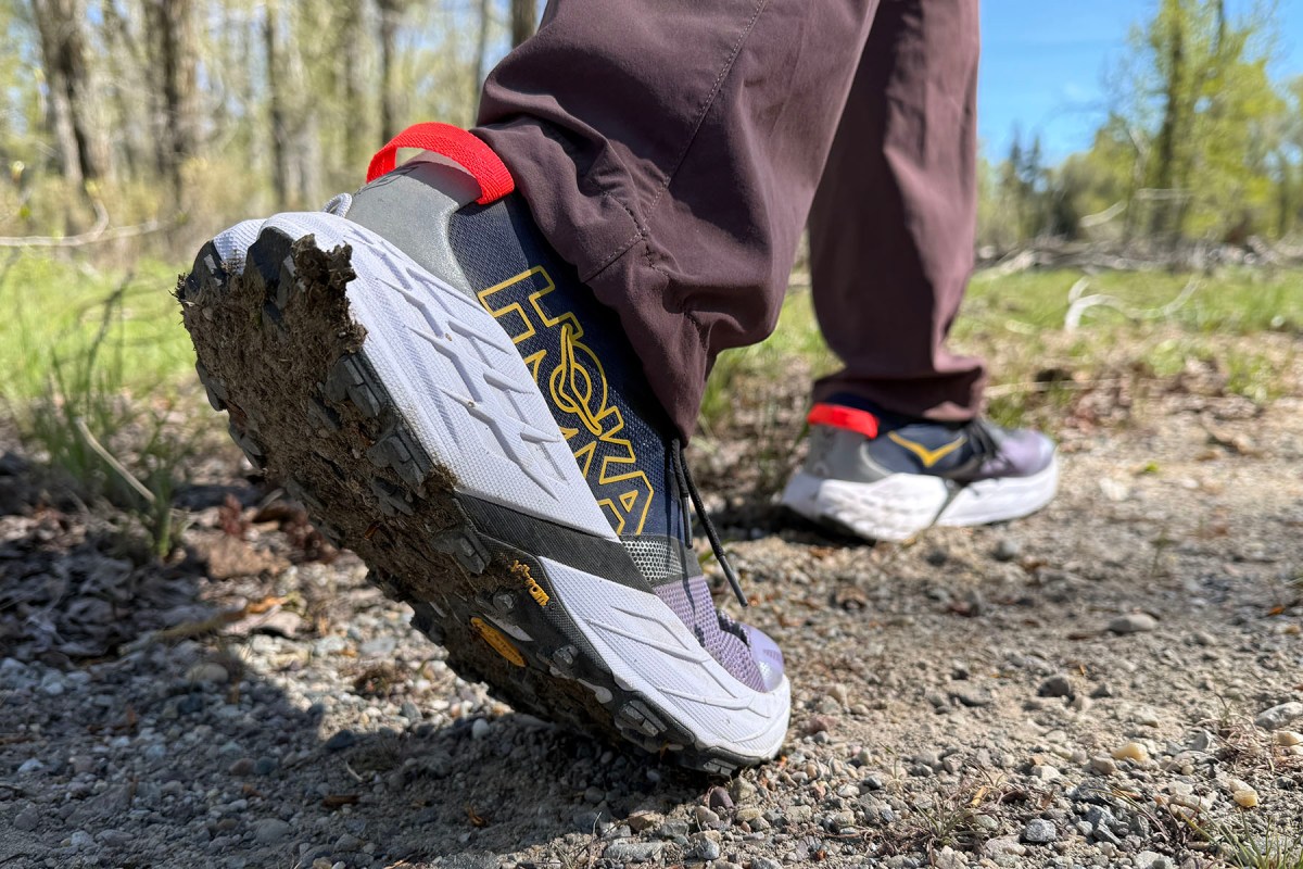 HOKA Speedgoat 7 walking on trail