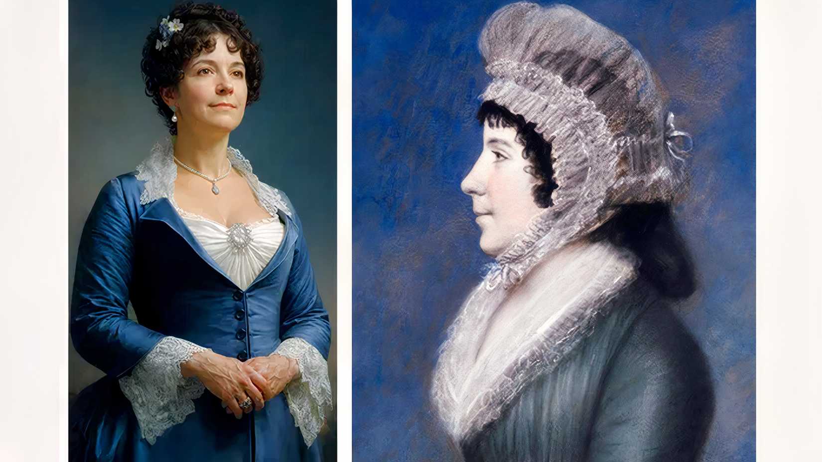 A White House Freedom 250 image described as Dolley Madison appears beside a public domain portrait of Dolley Madison.
