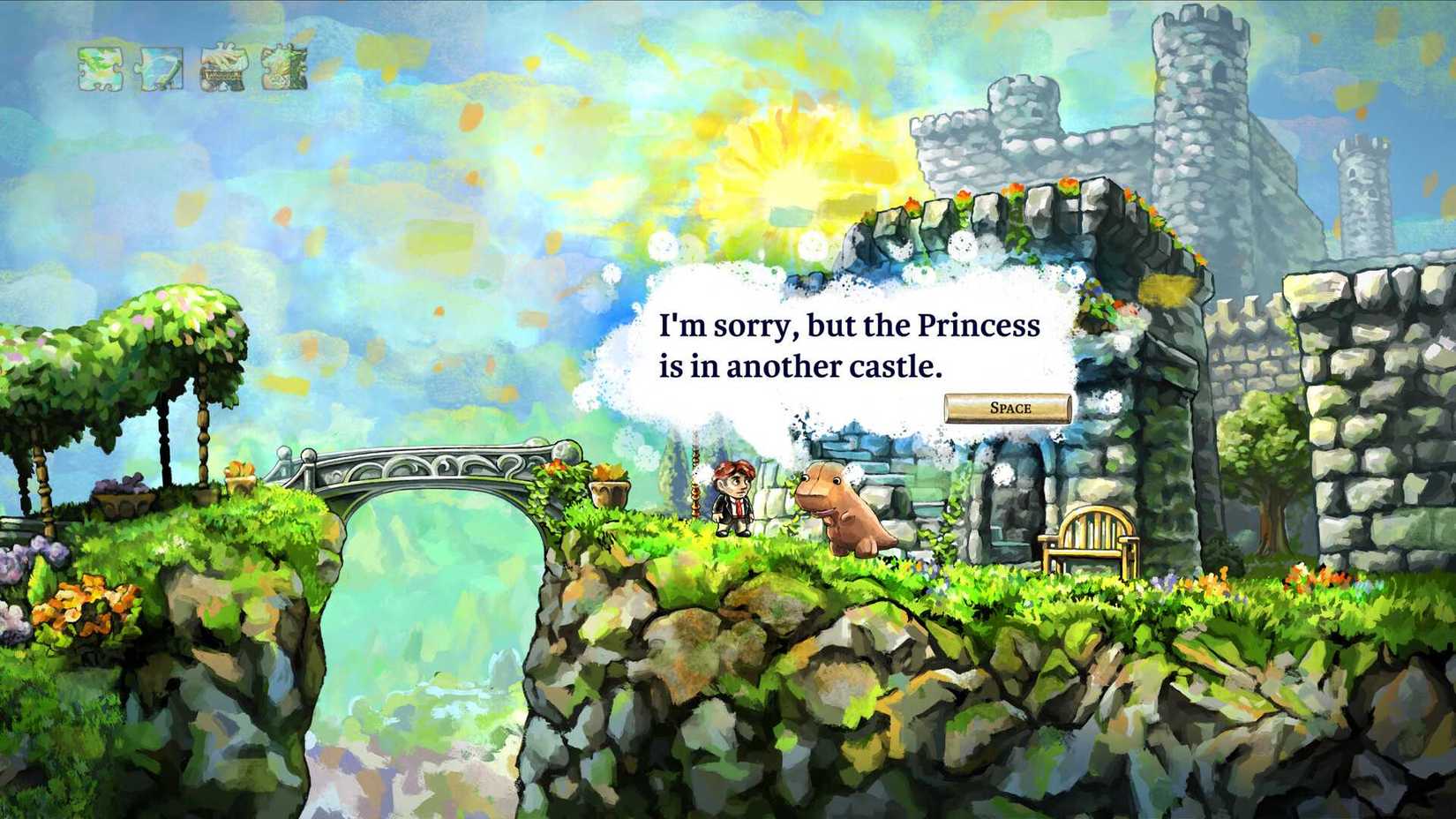 Talking to an NPC in Braid