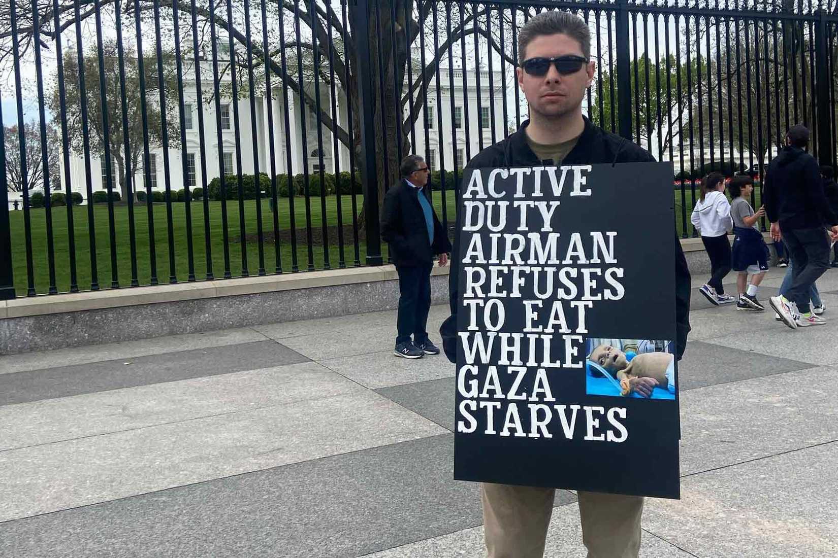 Senior Airman Larry Hebert is goes on a hunger strike over Gaza