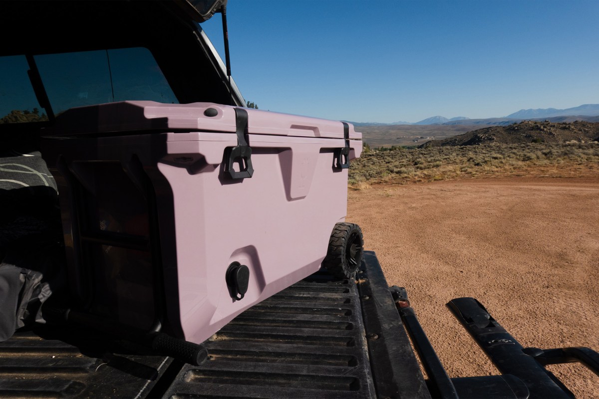 BrüMate BrüTank cooler loaded in the back of a truck