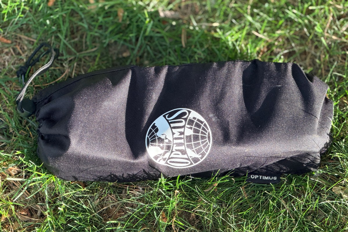 Optimus stove bag lying on grass