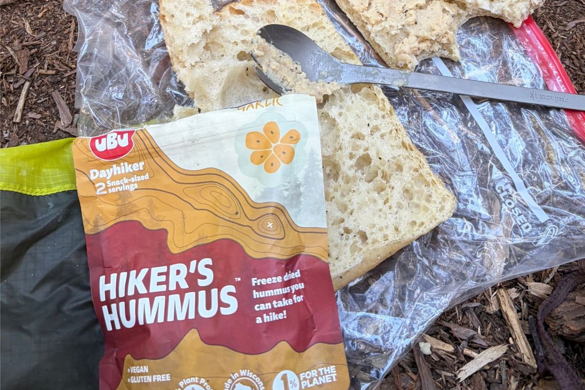 package of hummus on bread