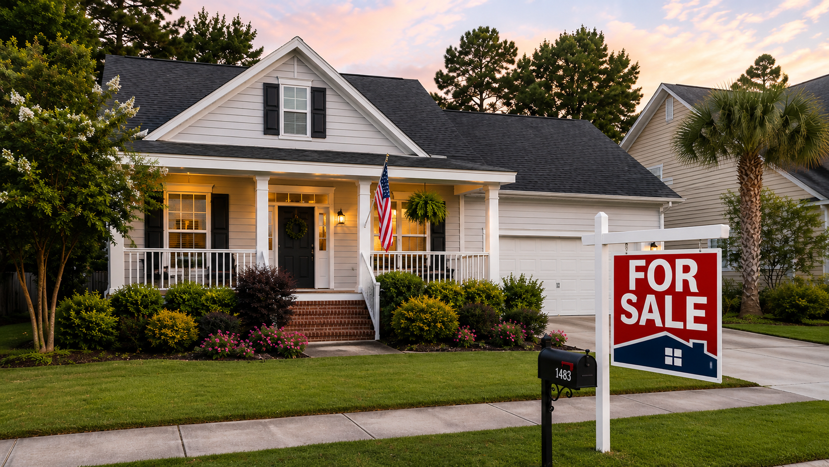A real estate "For Sale" sign in front of a residential home, representing options to sell a house before foreclosure.
