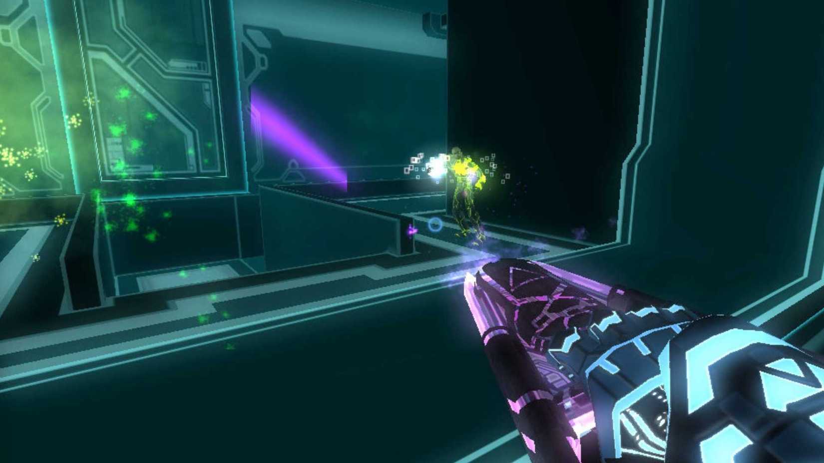 Shooting enemies in Tron 2 (2003)